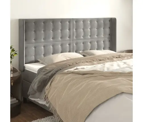 Galvgalis Ar Malām, Gaiši Pelēks Samts, 163X16X118/128 Cm Vidaxl