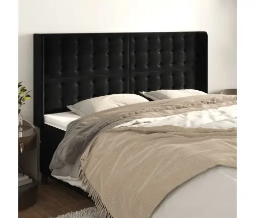 Galvgalis Ar Malām, Melns Samts, 183X16X118/128 Cm Vidaxl