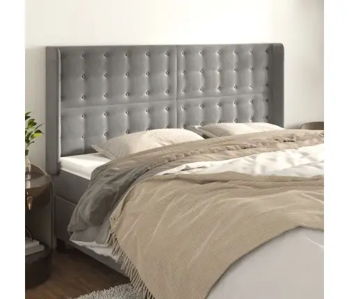 Voodipeats Servadega, Helehall, 203X16X118/128 cm Samet