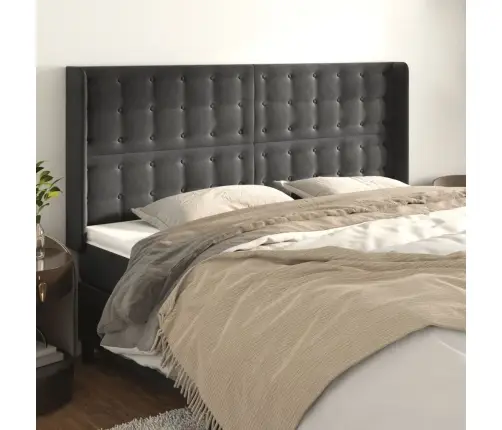 Galvgalis Ar Malām, Tumši Pelēks Samts, 203X16X118/128 Cm Vidaxl