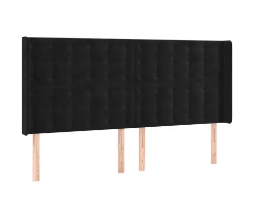 Galvgalis Ar Malām, Melns Samts, 203X16X118/128 Cm Vidaxl
