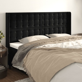 Galvgalis Ar Malām, Melns Samts, 203X16X118/128 Cm Vidaxl