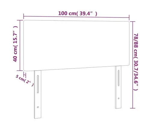 Gultas Galvgalis Ar Led, 100X5X78/88 Cm, Tumši Pelēks Audums Vidaxl