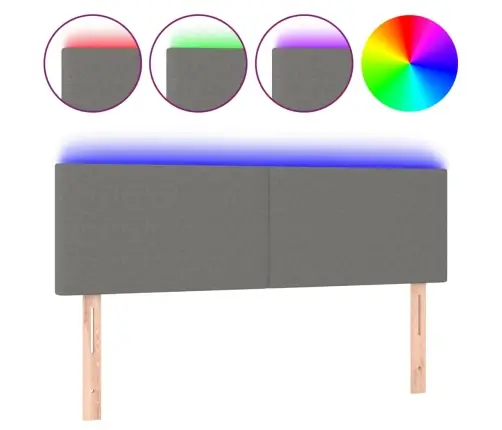 Gultas Galvgalis Ar Led, 144X5X78/88 Cm, Tumši Pelēks Audums Vidaxl