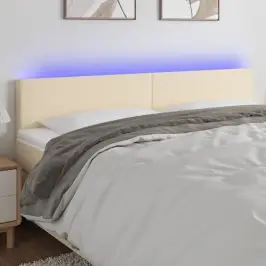 Gultas Galvgalis Ar Led, 200X5X78/88 Cm, Krēmkrāsas Audums Vidaxl