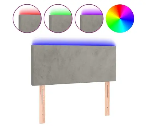 Galvūgalis Su Led, Šviesiai Pilkas, 100X5X78/88cm Aksomas