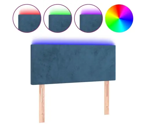 Gultas Galvgalis Ar Led, 100X5X78/88 Cm, Zils Samts Vidaxl