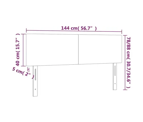 Gultas Galvgalis Ar Led, 144X5X78/88 Cm, Zils Samts Vidaxl