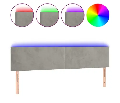Gultas Galvgalis Ar Led, 160X5X78/88 Cm, Gaiši Pelēks Samts Vidaxl