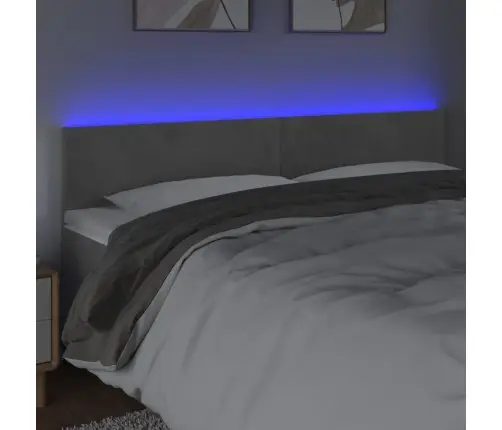 Gultas Galvgalis Ar Led, 160X5X78/88 Cm, Gaiši Pelēks Samts Vidaxl