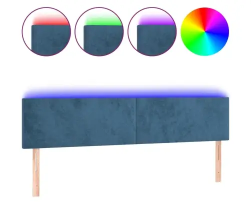 Gultas Galvgalis Ar Led, 160X5X78/88 Cm, Tumši Zils Samts Vidaxl