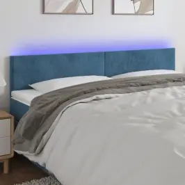 Gultas Galvgalis Ar Led, 160X5X78/88 Cm, Tumši Zils Samts Vidaxl