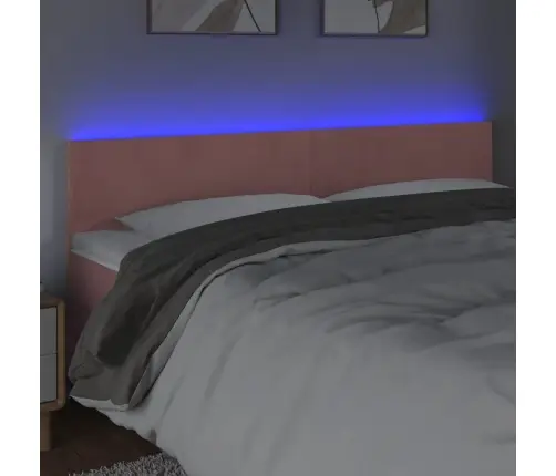 Galvūgalis Su Led, Rožinės Spalvos, 160X5X78/88cm Aksomas