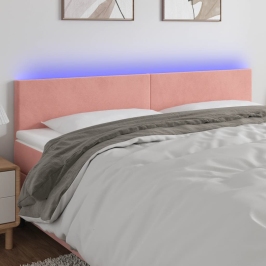 Gultas Galvgalis Ar Led, 160X5X78/88 Cm, Rozā Samts Vidaxl