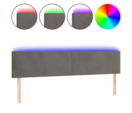 Gultas Galvgalis Ar Led, 180X5X78/88 Cm, Tumši Pelēks Samts Vidaxl