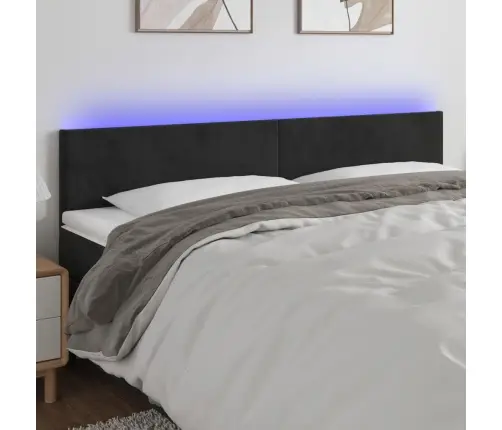 Galvūgalis Su Led, Juodos Spalvos, 180X5X78/88cm Aksomas
