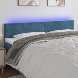 Gultas Galvgalis Ar Led, 200X5X78/88 Cm, Tumši Zils Samts Vidaxl