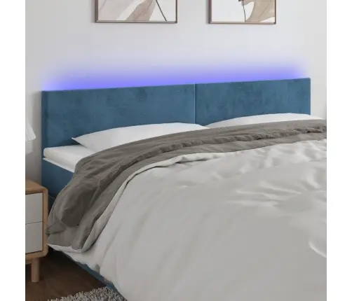Gultas Galvgalis Ar Led, 200X5X78/88 Cm, Tumši Zils Samts Vidaxl