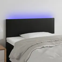 Gultas Galvgalis Ar Led, 80X5X78/88 Cm, Melna Mākslīgā Āda Vidaxl