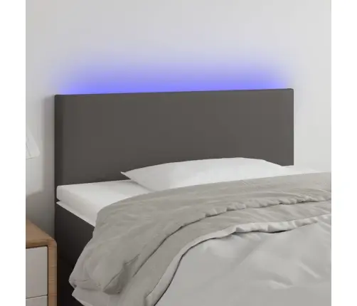 Galvūgalis Su Led, Pilkos Spalvos,100X5X78/88cm Dirbtinė Oda