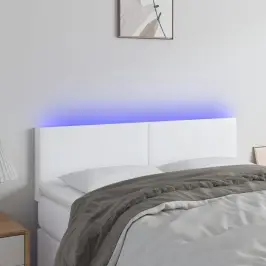 Galvūgalis Su Led, Baltos Spalvos, 144X5X78/88cm Dirbtinė Oda