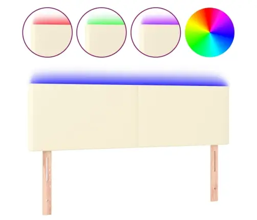 Gultas Galvgalis Ar Led, 144X5X78/88Cm, Krēmkrāsas Mākslīgā Āda Vidaxl