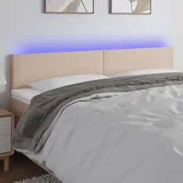 Gultas Galvgalis Ar Led, 160X5X78/88 Cm, Kapučīno Mākslīgā Āda Vidaxl