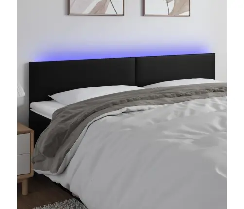 Gultas Galvgalis Ar Led, 200X5X78/88 Cm, Melna Mākslīgā Āda Vidaxl