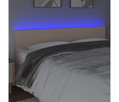 Gultas Galvgalis Ar Led, 200X5X78/88 Cm, Kapučīno Mākslīgā Āda Vidaxl