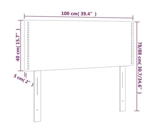 Gultas Galvgalis Ar Led, 100X5X78/88 Cm, Tumši Brūns Audums Vidaxl