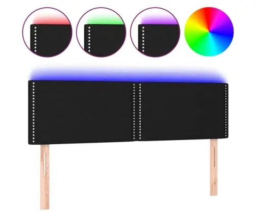 Gultas Galvgalis Ar Led, 144X5X78/88 Cm, Melns Audums Vidaxl