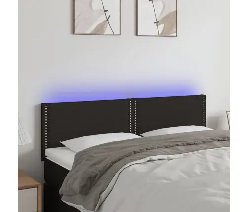 Gultas Galvgalis Ar Led, 144X5X78/88 Cm, Melns Audums Vidaxl