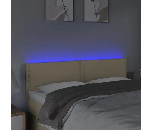 Gultas Galvgalis Ar Led, 144X5X78/88 Cm, Krēmkrāsas Audums Vidaxl