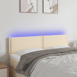 Gultas Galvgalis Ar Led, 144X5X78/88 Cm, Krēmkrāsas Audums Vidaxl