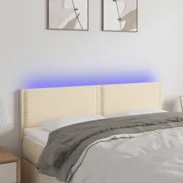 Gultas Galvgalis Ar Led, 144X5X78/88 Cm, Krēmkrāsas Audums Vidaxl