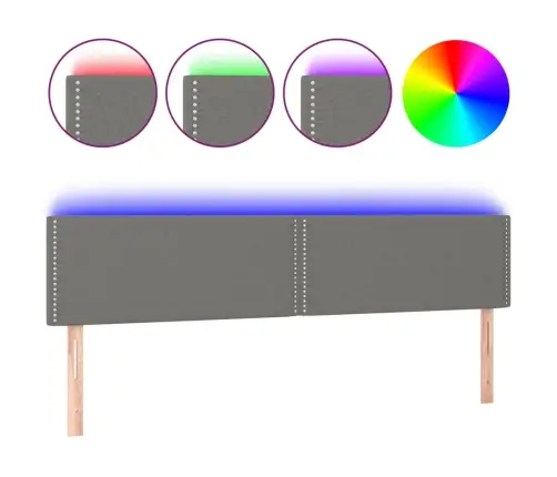 Gultas Galvgalis Ar Led, 160X5X78/88 Cm, Tumši Pelēks Audums Vidaxl