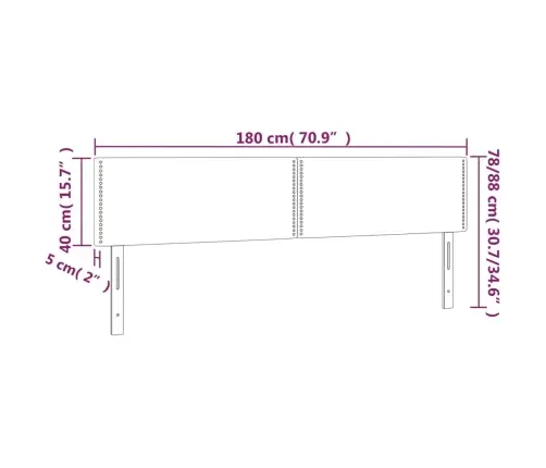Gultas Galvgalis Ar Led, 180X5X78/88 Cm, Tumši Pelēks Audums Vidaxl