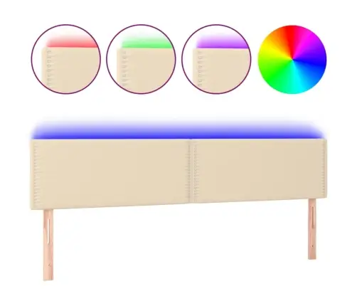 Gultas Galvgalis Ar Led, 180X5X78/88 Cm, Krēmkrāsas Audums Vidaxl