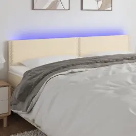 Gultas Galvgalis Ar Led, 180X5X78/88 Cm, Krēmkrāsas Audums Vidaxl