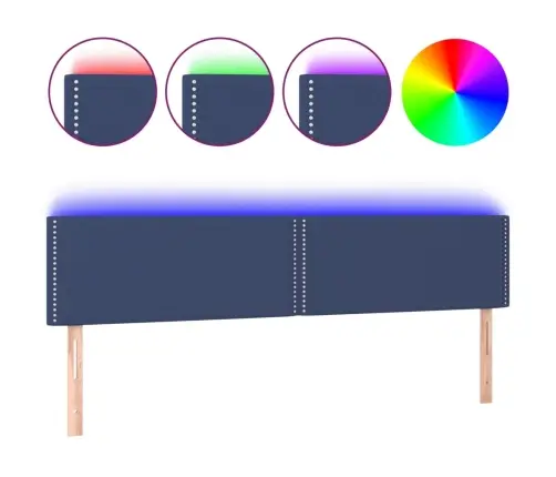 Gultas Galvgalis Ar Led, 180X5X78/88 Cm, Zils Audums Vidaxl