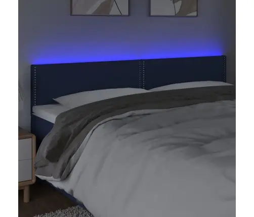 Gultas Galvgalis Ar Led, 200X5X78/88 Cm, Zils Audums Vidaxl Gultas Galvgalis Ar Led, 200X5X78/88 Cm, Zils Audums Vidaxl
