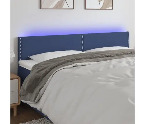 Gultas Galvgalis Ar Led, 200X5X78/88 Cm, Zils Audums Vidaxl Gultas Galvgalis Ar Led, 200X5X78/88 Cm, Zils Audums Vidaxl