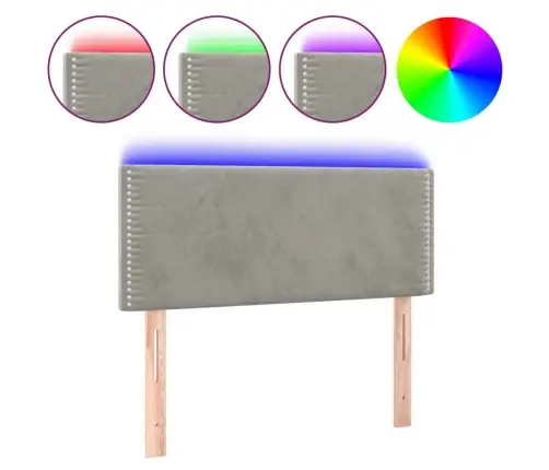 Gultas Galvgalis Ar Led, 90X5X78/88 Cm, Gaiši Pelēks Samts Vidaxl