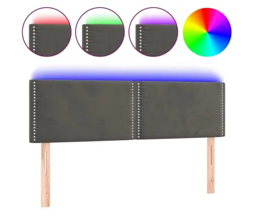 Galvūgalis Su Led, Tamsiai Pilkas, 144X5X78/88cm Aksomas