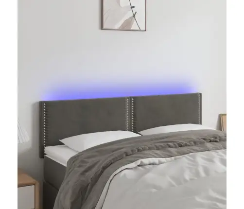 Galvūgalis Su Led, Tamsiai Pilkas, 144X5X78/88cm Aksomas