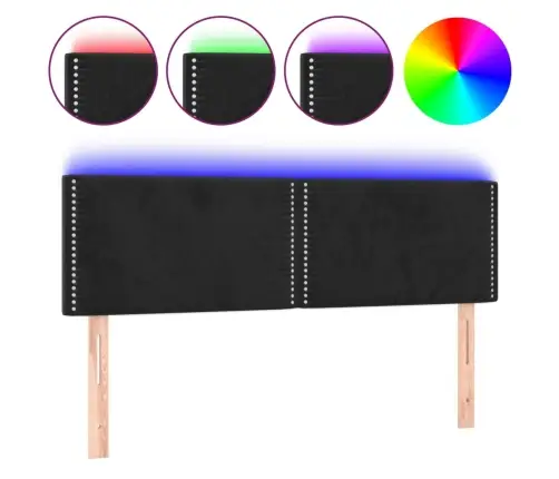 Gultas Galvgalis Ar Led, 144X5X78/88 Cm, Melns Samts Vidaxl