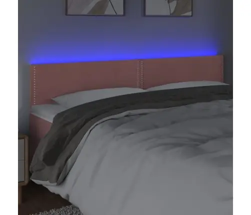 Galvūgalis Su Led, Rožinės Spalvos, 160X5X78/88cm Aksomas