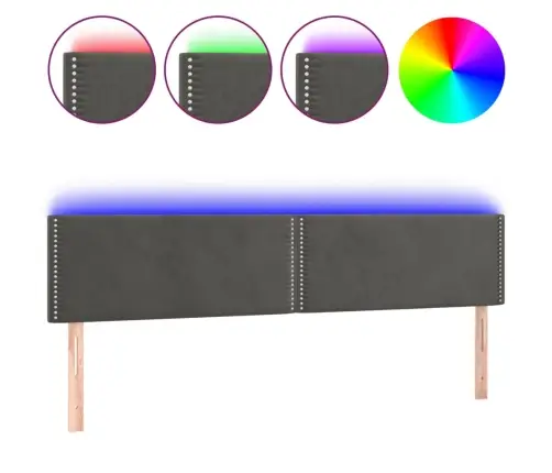 Gultas Galvgalis Ar Led, 180X5X78/88 Cm, Tumši Pelēks Samts Vidaxl