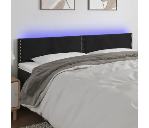 Gultas Galvgalis Ar Led, 180X5X78/88 Cm, Melns Samts Vidaxl