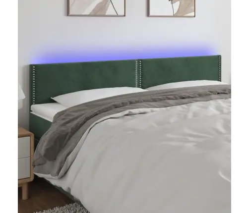 Gultas Galvgalis Ar Led, 200X5X78/88 Cm, Tumši Zaļš Samts Vidaxl